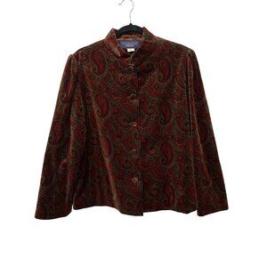 Vintage 90s Catherine Stewart Velvet Jacket XL Button Up Paisley Deadstock NEW